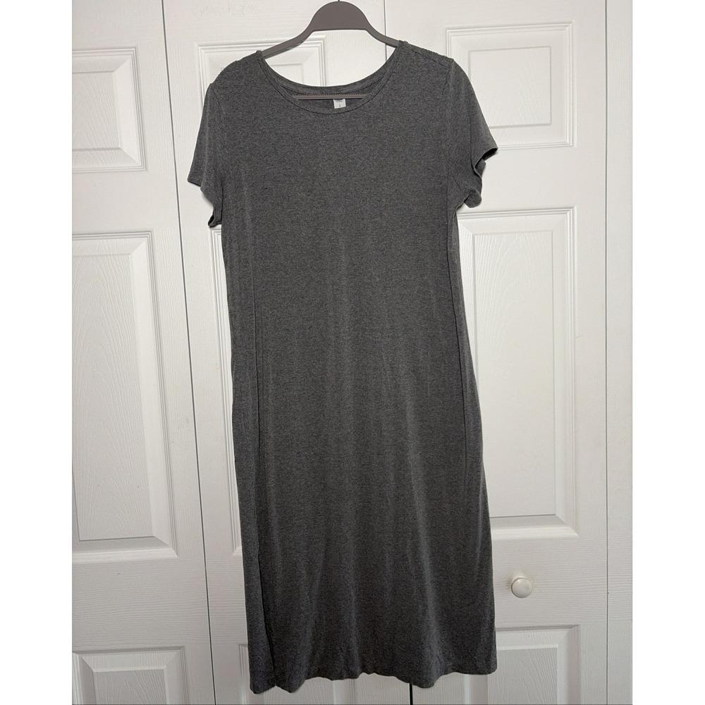 Old Navy T-Shirt Midi Dress Womens Size L Gray Casual Short Sleeve Rayon‎ Blend